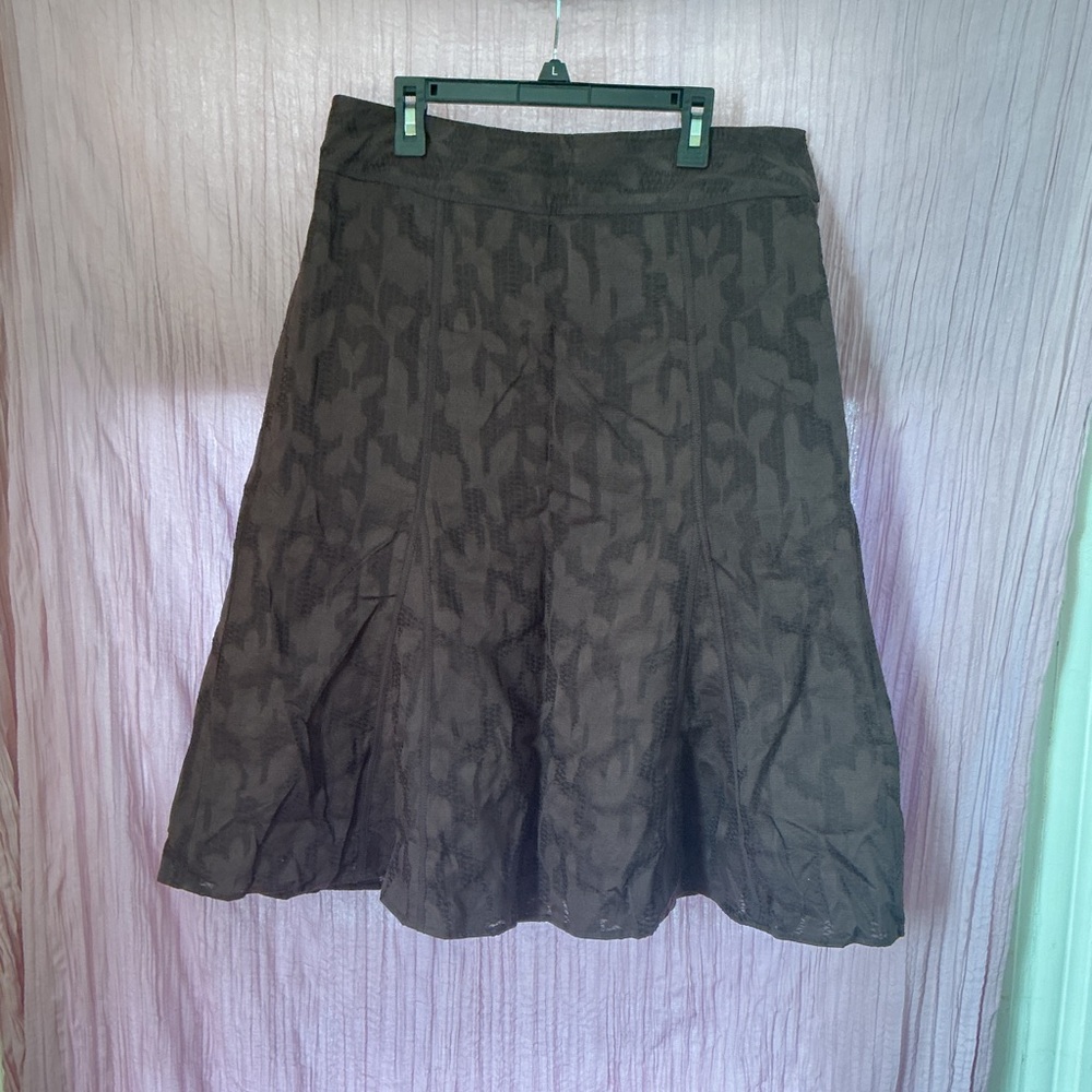 Jones Wear Dark Brown Patterned A-Line Skirt